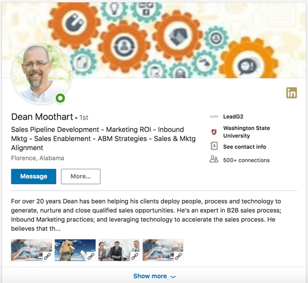 Dean Moothart LinkedIn Profile